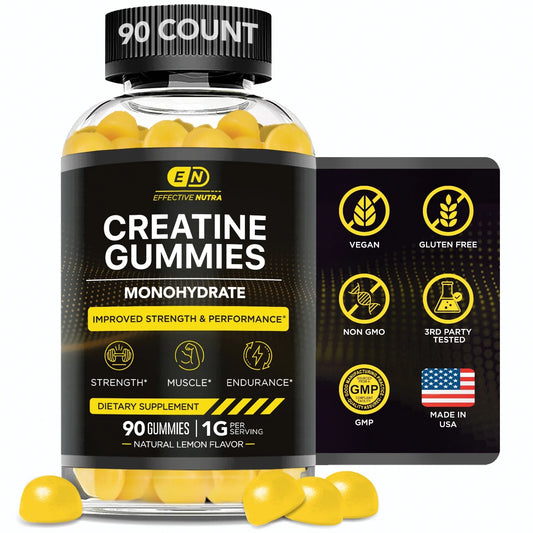 Creatine Gummies - Creatine Monohydrate Gummies for Strength, Muscle, Energy - Natural Lemon Flavor (90Ct)