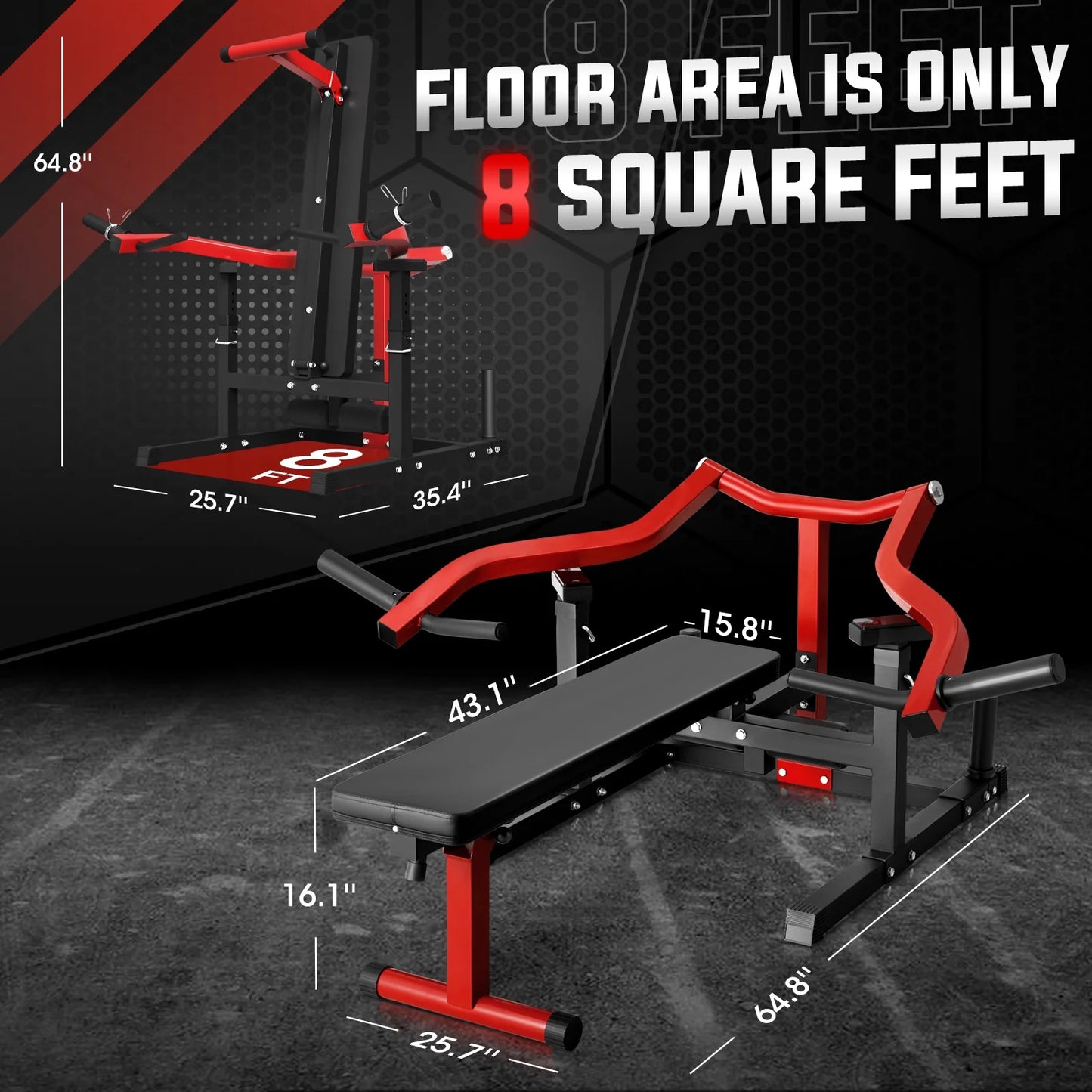 At-Home Adjustable Chest Press Machine, 1250LBS Capacity with Independent Converging Arms